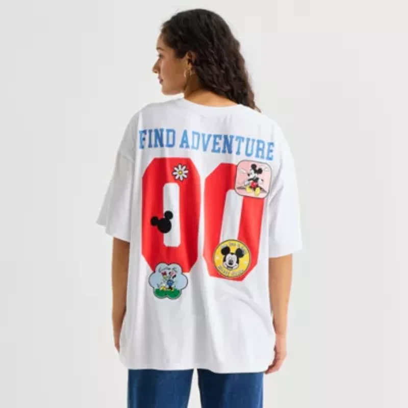 Mickey Mouse Park Tee Womens Juniors Crew Neck Short Sleeve Oversized and Friends Graphic T-Shirt