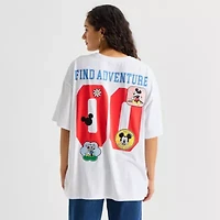 Mickey Mouse Park Tee Womens Juniors Crew Neck Short Sleeve Oversized and Friends Graphic T-Shirt