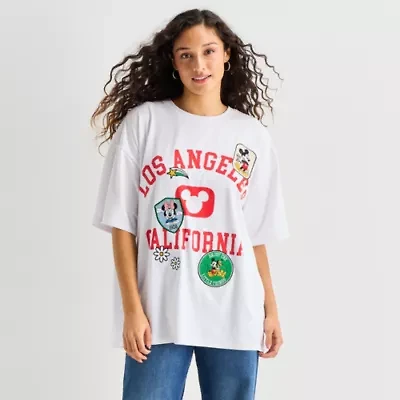 Mickey Mouse Park Tee Womens Juniors Crew Neck Short Sleeve Oversized and Friends Graphic T-Shirt