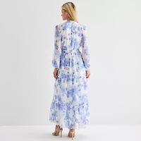 Melonie T Womens Long Sleeve Floral Maxi Dress