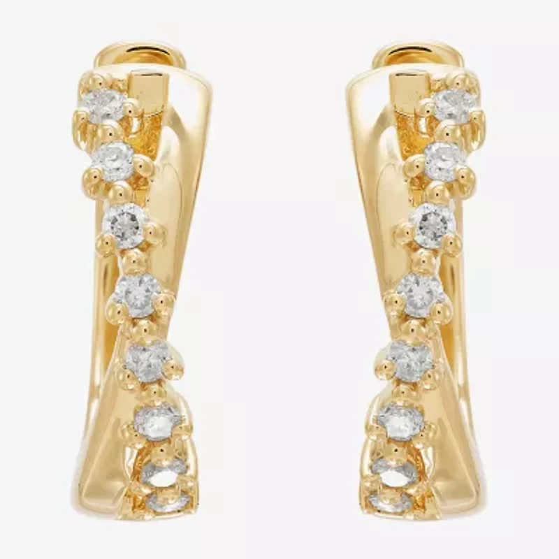 Limited Quantities! Womens 1/6 CT. T.W. Natural White Diamond 14K Gold 14.7mm Hoop Earrings