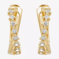 Limited Quantities! Womens 1/6 CT. T.W. Natural White Diamond 14K Gold 14.7mm Hoop Earrings