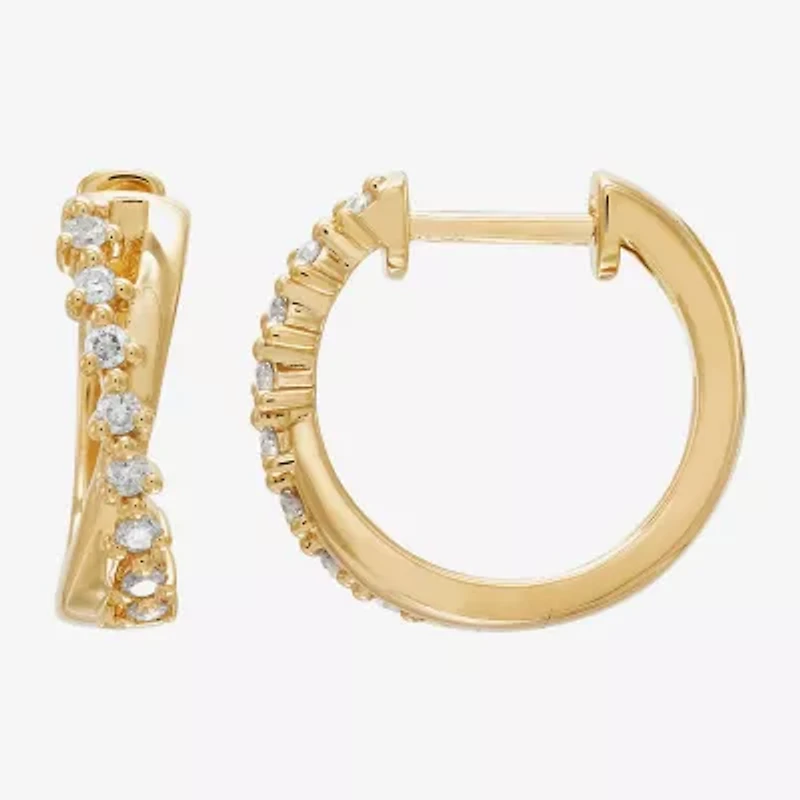 Limited Quantities! Womens 1/6 CT. T.W. Natural White Diamond 14K Gold 14.7mm Hoop Earrings