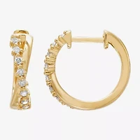 Limited Quantities! Womens 1/6 CT. T.W. Natural White Diamond 14K Gold 14.7mm Hoop Earrings