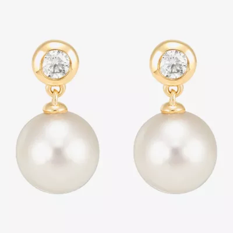 Limited Quantities! Womens 1/5 CT. Genuine White Cultured Freshwater Pearl 14K Gold Drop Earrings