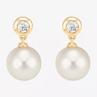 Limited Quantities! Womens 1/5 CT. Genuine White Cultured Freshwater Pearl 14K Gold Drop Earrings