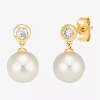 Limited Quantities! Womens 1/5 CT. Genuine White Cultured Freshwater Pearl 14K Gold Drop Earrings