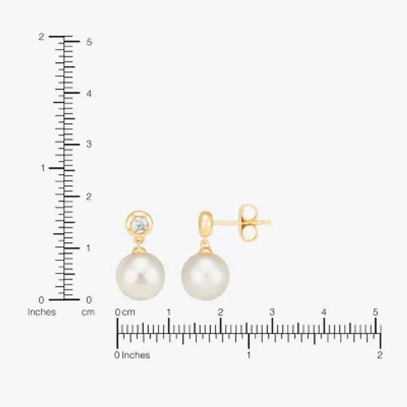 Limited Quantities! Womens 1/5 CT. Genuine White Cultured Freshwater Pearl 14K Gold Drop Earrings
