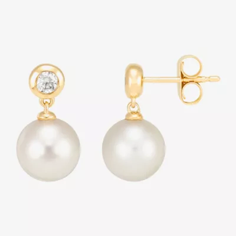 Limited Quantities! Womens 1/5 CT. Genuine White Cultured Freshwater Pearl 14K Gold Drop Earrings