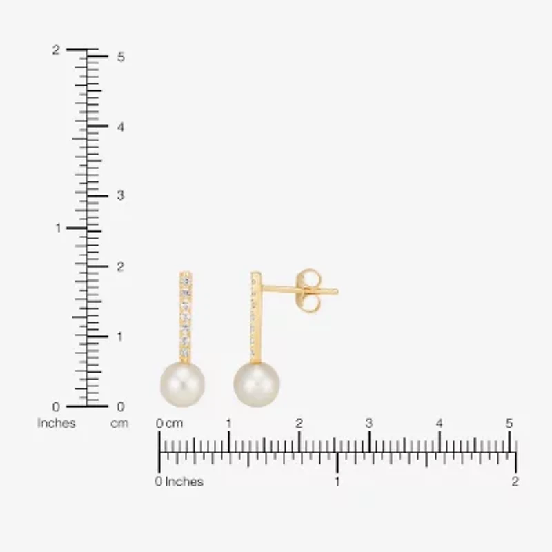 Limited Quantities! Womens 1/ CT. T.W. Genuine White Cultured Freshwater Pearl 14K Gold Drop Earrings