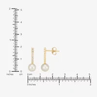 Limited Quantities! Womens 1/ CT. T.W. Genuine White Cultured Freshwater Pearl 14K Gold Drop Earrings