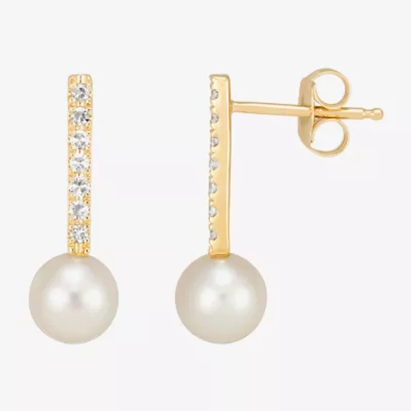 Limited Quantities! Womens 1/ CT. T.W. Genuine White Cultured Freshwater Pearl 14K Gold Drop Earrings