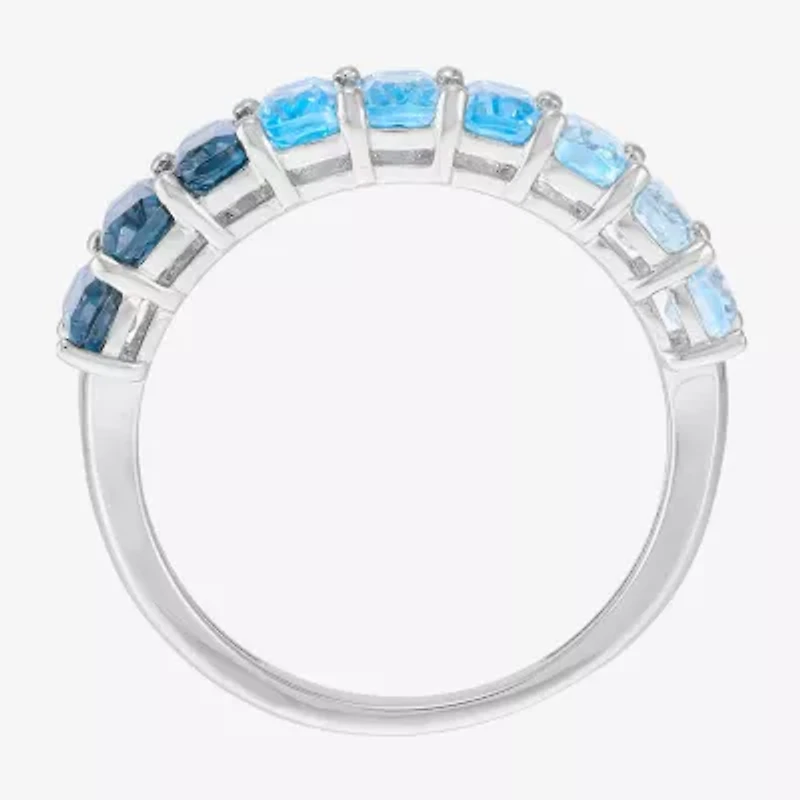Limited Quantities! Womens 5MM Genuine Blue Topaz Sterling Silver Band