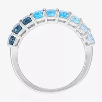 Limited Quantities! Womens 5MM Genuine Blue Topaz Sterling Silver Band