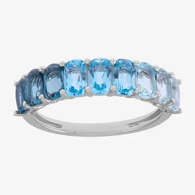 Limited Quantities! Womens 5MM Genuine Blue Topaz Sterling Silver Band