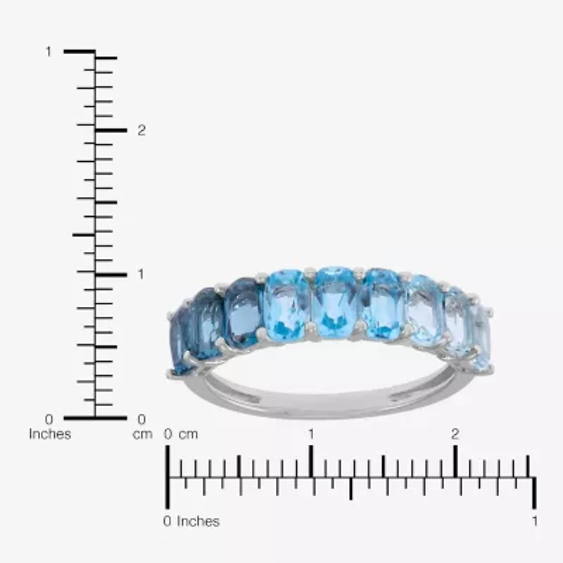 Limited Quantities! Womens 5MM Genuine Blue Topaz Sterling Silver Band