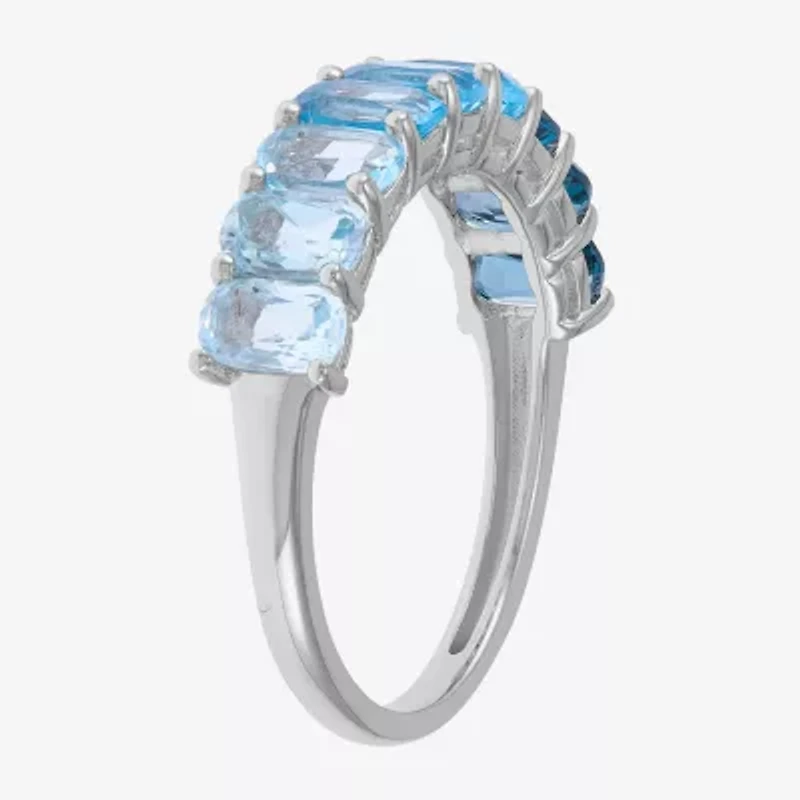 Limited Quantities! Womens 5MM Genuine Blue Topaz Sterling Silver Band