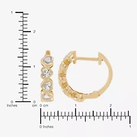 Limited Quantities! Womens Lab Created White Sapphire 14K Gold 14.7mm Heart Hoop Earrings