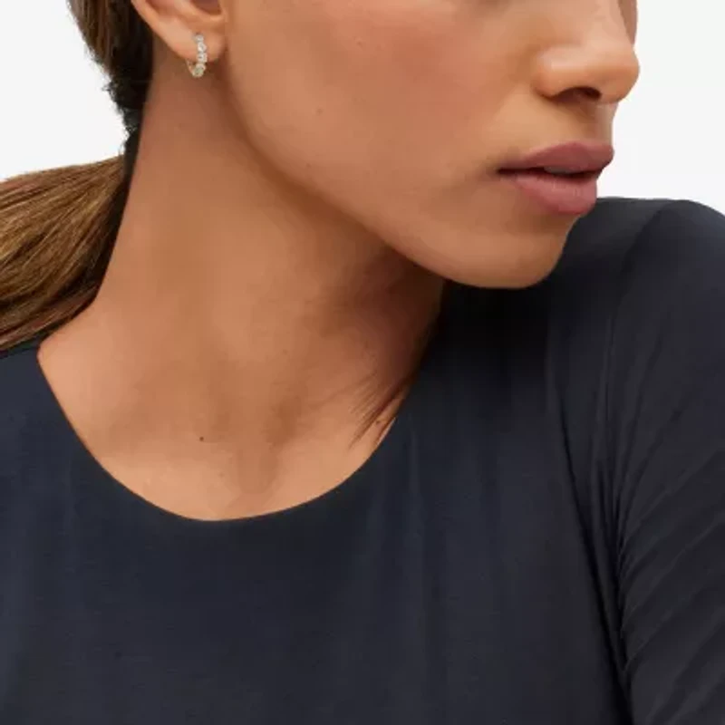 Limited Quantities! Womens Lab Created White Sapphire 14K Gold 14.7mm Heart Hoop Earrings