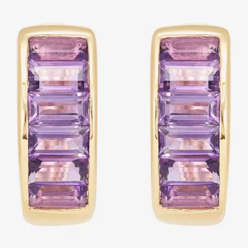 Limited Quantities! Womens Genuine Purple Amethyst 14K Gold 12.5mm Hoop Earrings
