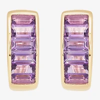 Limited Quantities! Womens Genuine Purple Amethyst 14K Gold 12.5mm Hoop Earrings