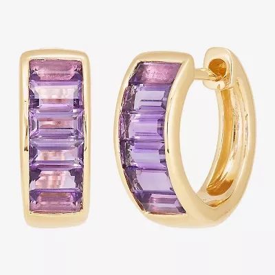 Limited Quantities! Womens Genuine Purple Amethyst 14K Gold 12.5mm Hoop Earrings