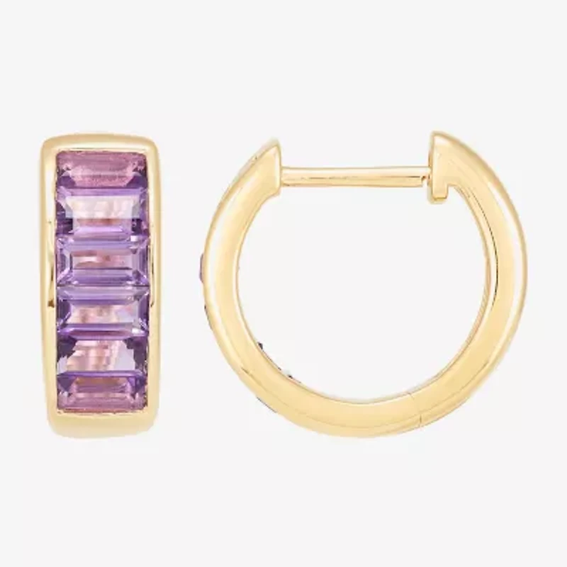 Limited Quantities! Womens Genuine Purple Amethyst 14K Gold 12.5mm Hoop Earrings