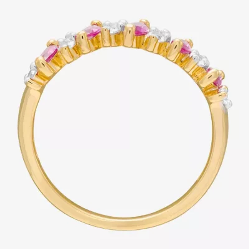 Limited Quantities! Womens 5.5MM Lab Created Red Ruby 14K Gold Over Silver Band