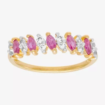 Limited Quantities! Womens 5.5MM Lab Created Red Ruby 14K Gold Over Silver Band