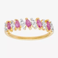 Limited Quantities! Womens 5.5MM Lab Created Red Ruby 14K Gold Over Silver Band