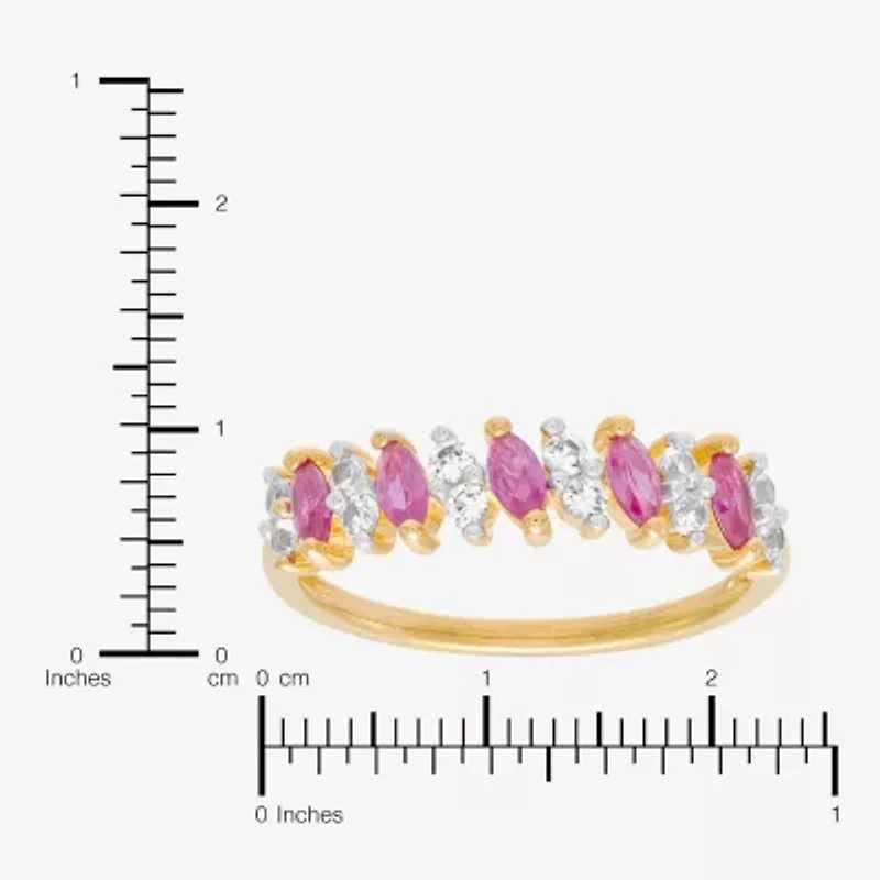 Limited Quantities! Womens 5.5MM Lab Created Red Ruby 14K Gold Over Silver Band