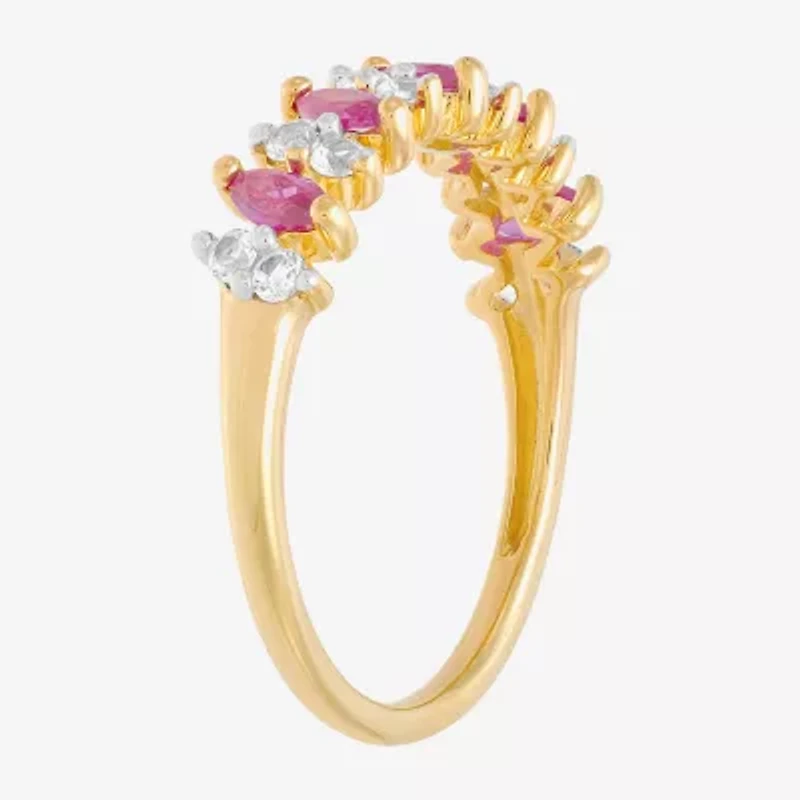 Limited Quantities! Womens 5.5MM Lab Created Red Ruby 14K Gold Over Silver Band