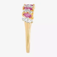 Limited Quantities! Womens 5.5MM Lab Created Red Ruby 14K Gold Over Silver Band