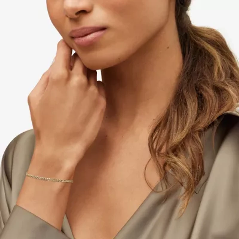 Made in Italy Womens 14K Gold 7.5 Inch Hollow Chain Bracelet