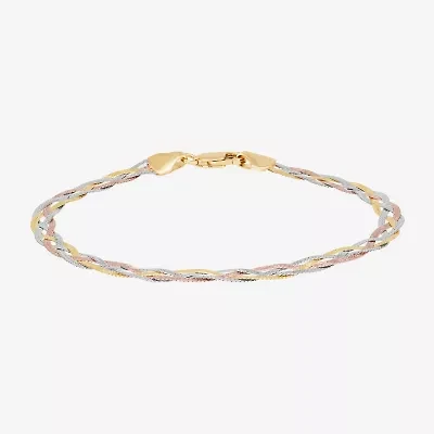Made in Italy Womens 14K Gold 7.5 Inch Herringbone Chain Bracelet