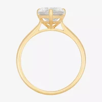 Womens White Cubic Zirconia 10K Gold Pear Solitaire Cocktail Ring