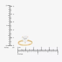 Womens White Cubic Zirconia 10K Gold Pear Solitaire Cocktail Ring