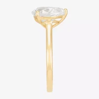 Womens White Cubic Zirconia 10K Gold Pear Solitaire Cocktail Ring