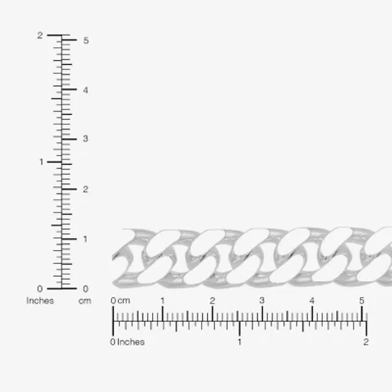 Mens Sterling Silver 8 1/2 Inch Solid Curb Chain Bracelet