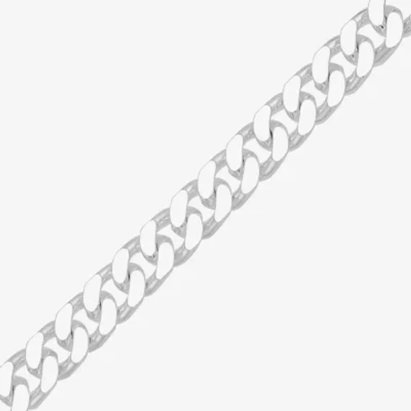 Mens Sterling Silver 8 1/2 Inch Solid Curb Chain Bracelet