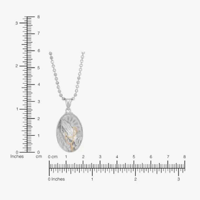 Praying Medal Mens 14K Gold Over Silver Oval 18 Inch Pendant Necklace
