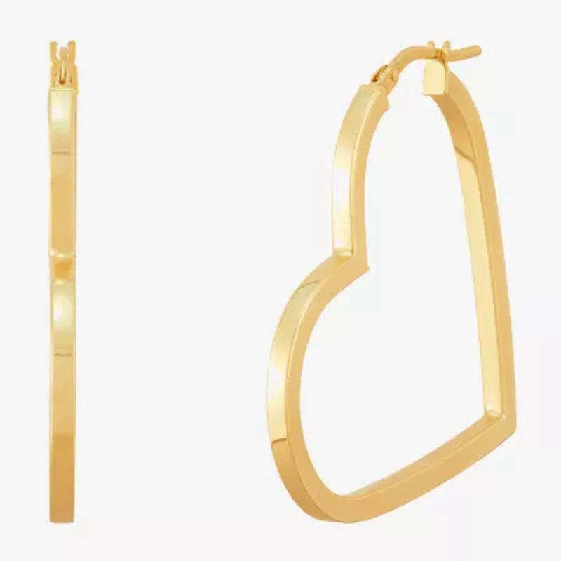 Limited Quantities! Womens 10K Gold 24mm Heart Hoop Earrings