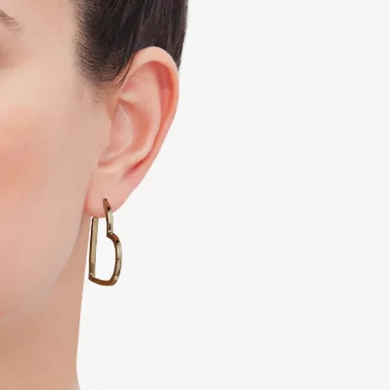 Limited Quantities! Womens 10K Gold 24mm Heart Hoop Earrings