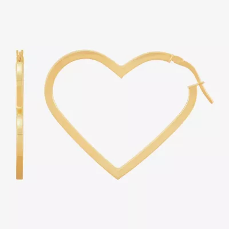Limited Quantities! Womens 10K Gold 24mm Heart Hoop Earrings