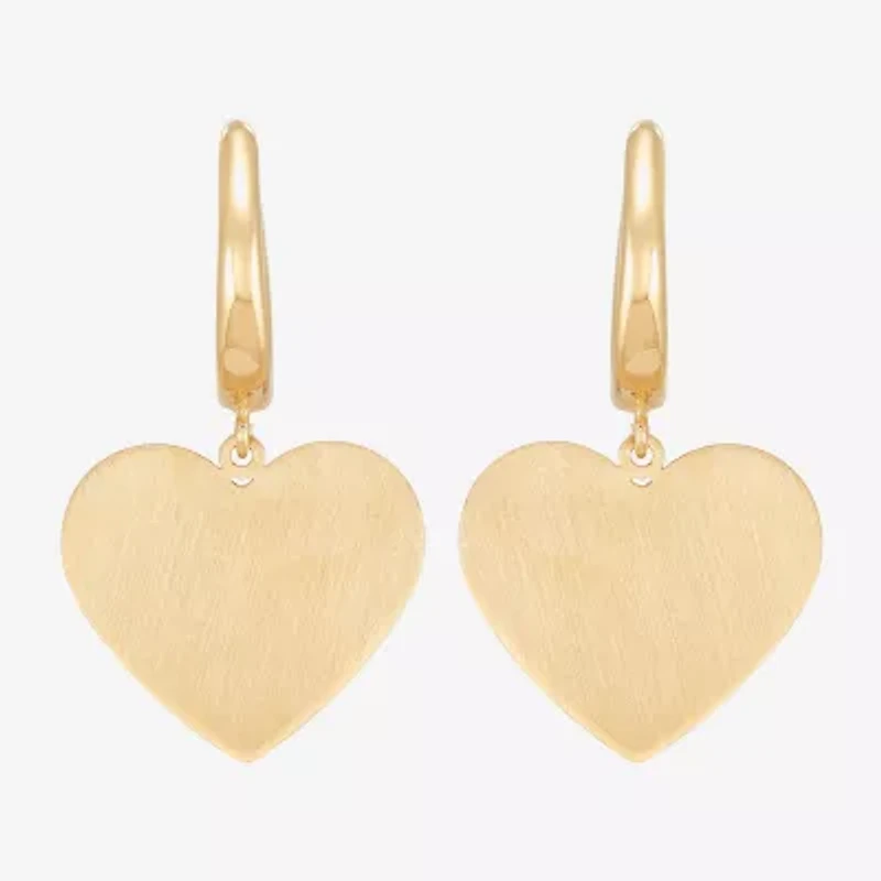 Limited Quantities! Womens 14K Gold Heart Drop Earrings