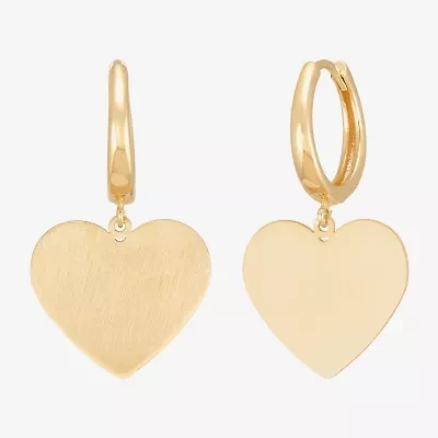 Limited Quantities! Womens 14K Gold Heart Drop Earrings