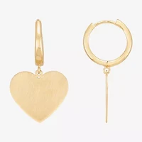 Limited Quantities! Womens 14K Gold Heart Drop Earrings