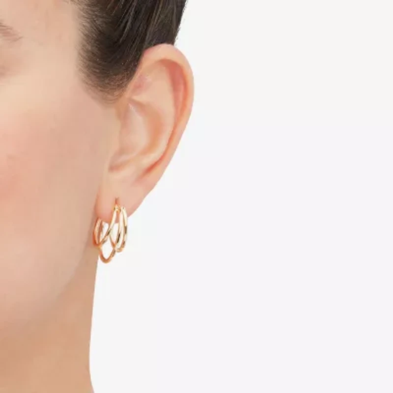 Limited Quantities! Womens 14K Gold 21.7mm Hoop Earrings