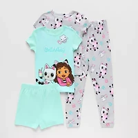 Little & Big Kid Girls Gabby's Dollhouse Crew Neck Short Sleeve 4-pc. Pajama Sets