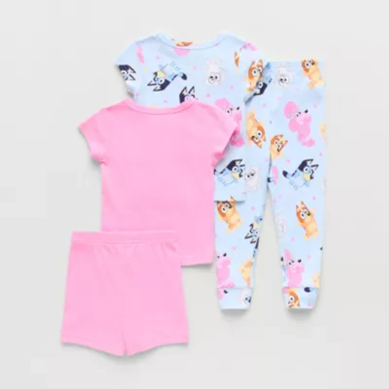 Toddler Girls Bluey Crew Neck Short Sleeve 4-pc. Pajama Sets